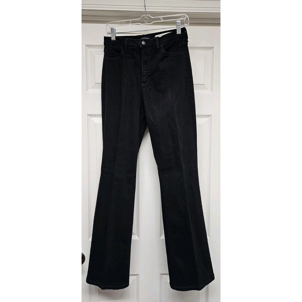NYDJ Jeans Women's 6 Black Bootcut LIFTXTUCK Mid Rise Stretch Dark Denim Sparkle